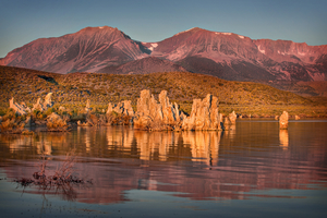 Shooting West towards the South Tufa at Mono Lake during the morning golden hour
